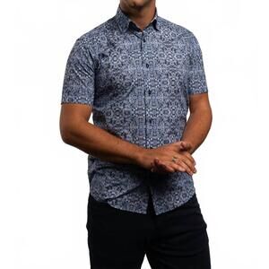 NEW 7 DOWNIE ST. fit sport shirts - plus in blue toned swirls
